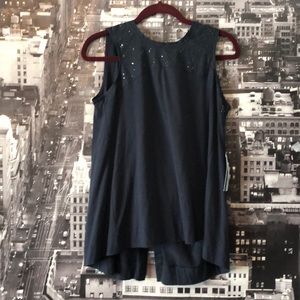 Embellished swing tank top with open back